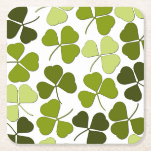Green Clover in a Variety of Shades Square Paper Coaster