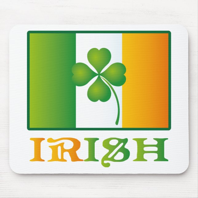 Green Clover Irish Flag St. Patrick's Day Mouse Mat (Front)