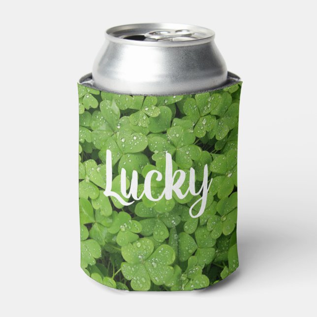 Green clover lucky can cooler. cooler (Can Front)