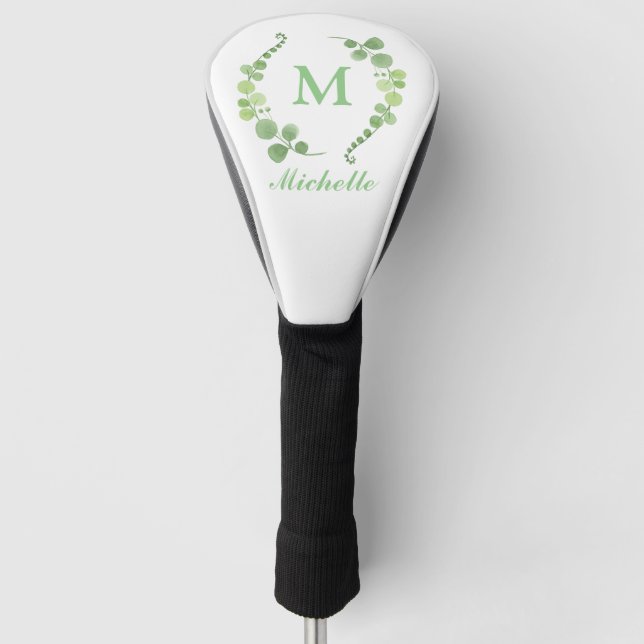 Green Clover Lucky Monogram Golf Head Cover (Front)