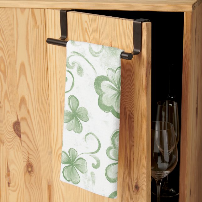  Green Clover Pattern • St. Patrick’s Day  Tea Towel (Thirds Fold)