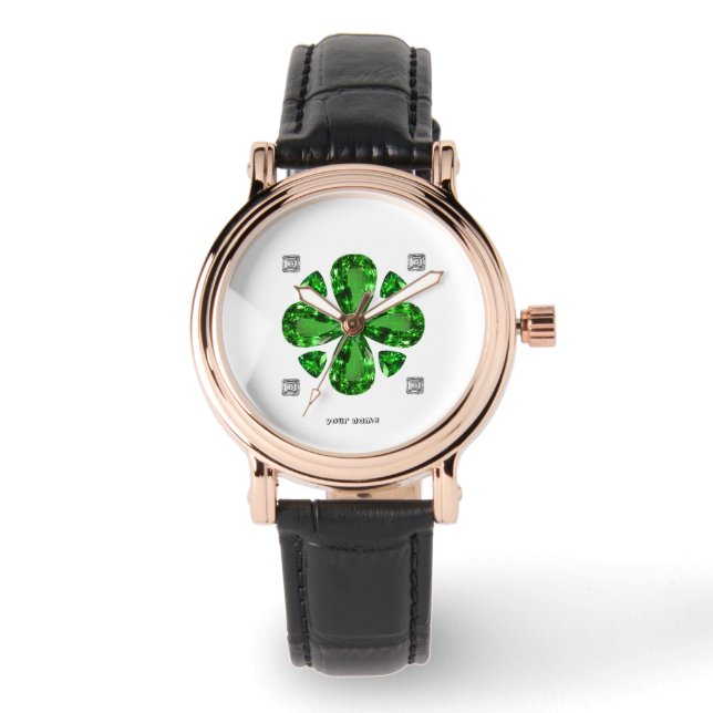 Green Clover Pattern Watch (Front)