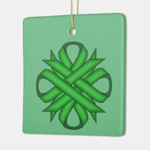 Green Clover Ribbon by Kenneth Yoncich Ceramic Tree Decoration