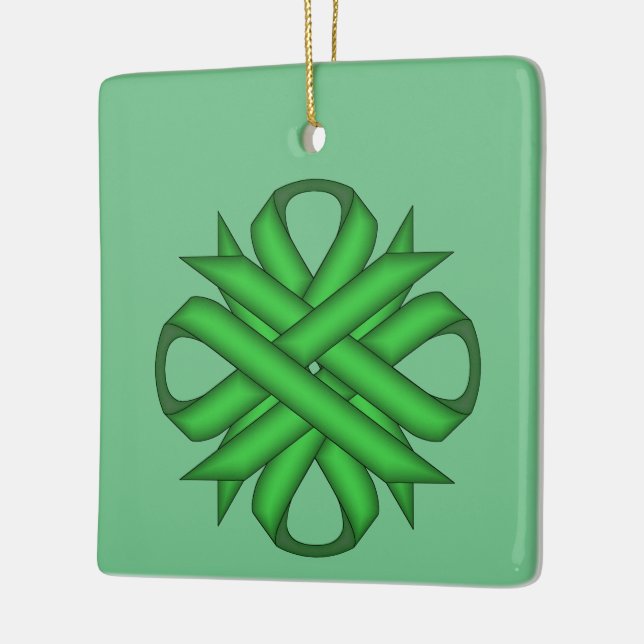 Green Clover Ribbon by Kenneth Yoncich Ceramic Tree Decoration (Left)