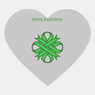Green Clover Ribbon by Kenneth Yoncich Heart Sticker