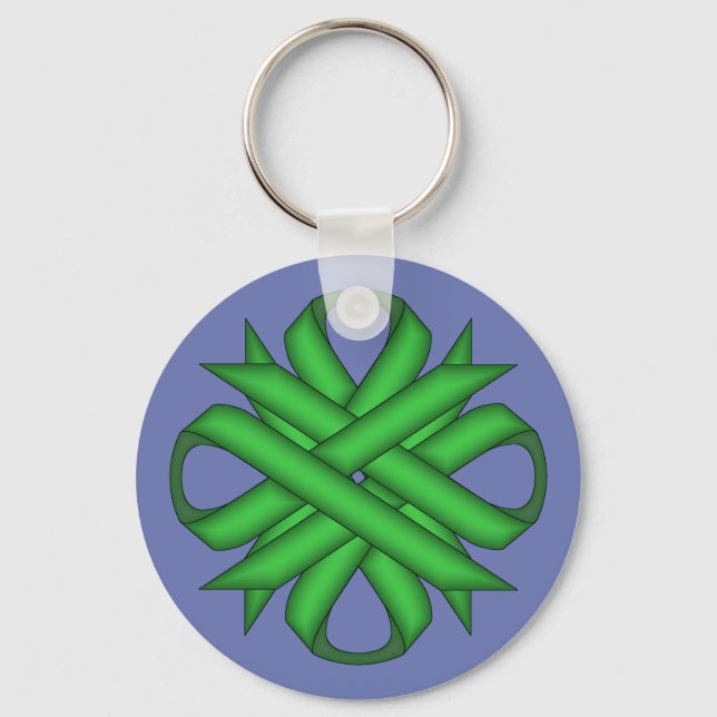 Green Clover Ribbon by Kenneth Yoncich Key Ring (Front)