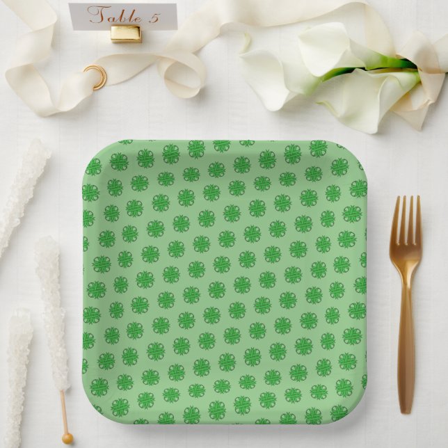 Green Clover Ribbon by Kenneth Yoncich Paper Plate (Wedding)