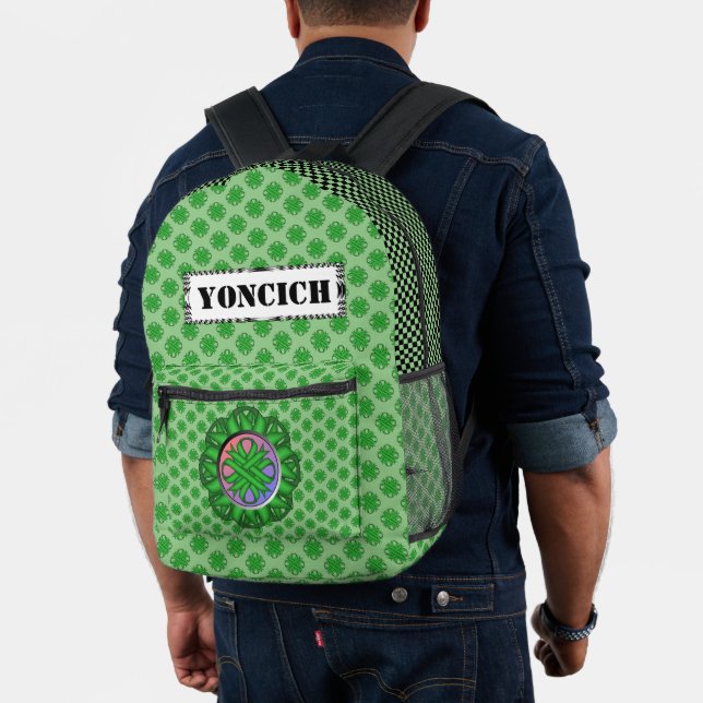 Green Clover Ribbon by Kenneth Yoncich Printed Backpack (Insitu (Model))