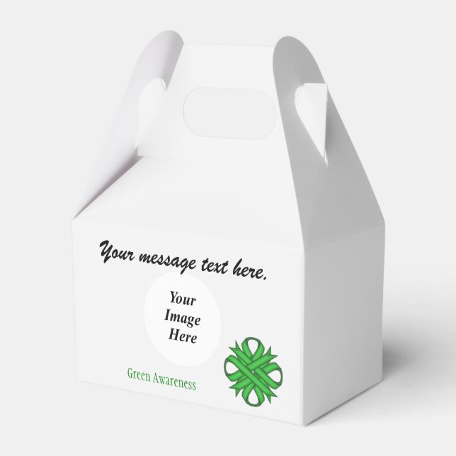 Green Clover Ribbon Template by Kenneth Yoncich Favour Box (Front Side)