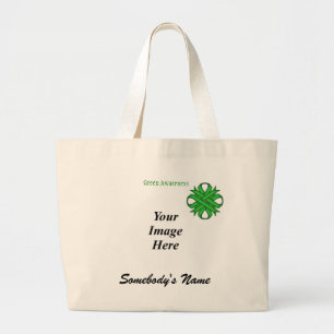 Green Clover Ribbon Template by Kenneth Yoncich Large Tote Bag