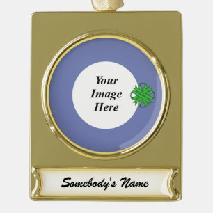 Green Clover Ribbon Tmpl by Kenneth Yoncich Gold Plated Banner Ornament