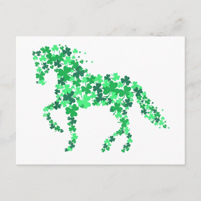 Green Clover Shamrock Horse St. Patricks Day Postcard (Front)