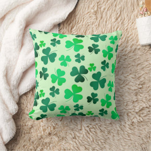 Green Clover Shamrock Leaf Floral Retro Elegant Cushion