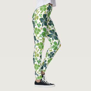 Green Clover Shamrock Pattern St. Patrick`s Day  Leggings