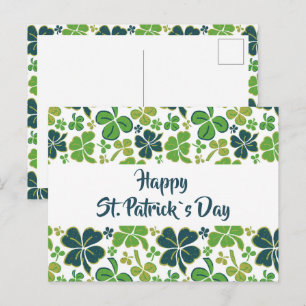 Green Clover Shamrock Pattern St. Patrick`s Day Postcard
