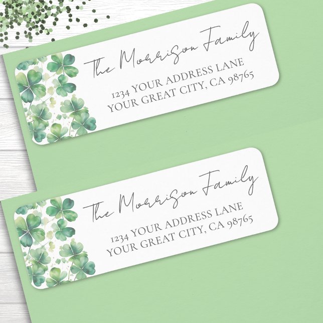 Green Clover Shamrock Return Address (Green Clover Shamrock Return Address label)
