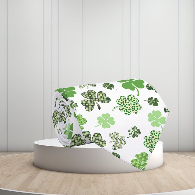 Green Clover Shamrock St Patrick's day Tie (Creator Uploaded)