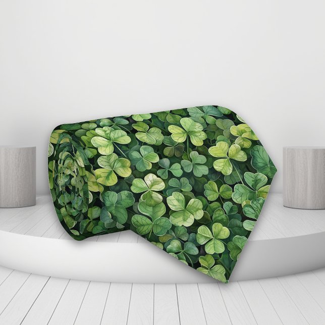 Green Clover Shamrock St Patrick's day Tie (Creator Uploaded)