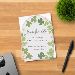 Green Clover Spring Wildflowers Wedding Acrylic Invitations