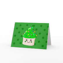 Green Clover St Patricks Day Cute Cupcake
