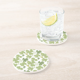 Green Cloverleaf St Patrick Day Garden Coaster