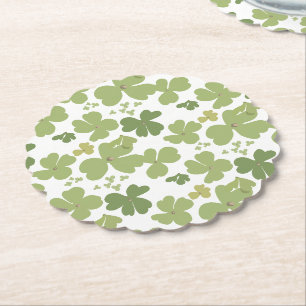 Green Cloverleaf St Patrick Day Garden Paper Coaster
