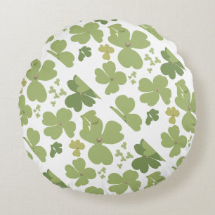 Green Cloverleaf St Patrick Day Garden Round Cushion