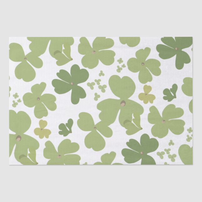 Green Cloverleaf St Patrick Day Garden Tissue Paper (Front)
