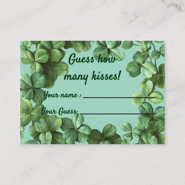 Green Clovers Baby Shower Enclosure Card (Back)