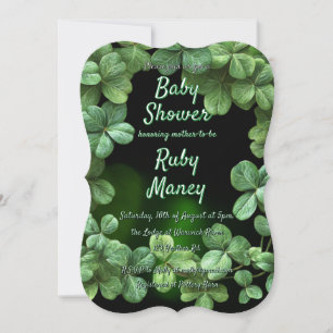 Green Clovers Baby Shower Invitation