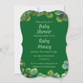 Green Clovers Baby Shower Invitation