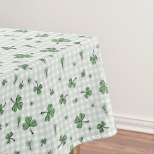 Green Clovers Gender Neutral St Patricks Day Kids Tablecloth
