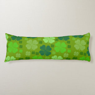 Green Clovers, Lucky Clovers, Saint Patrick's Day Body Cushion