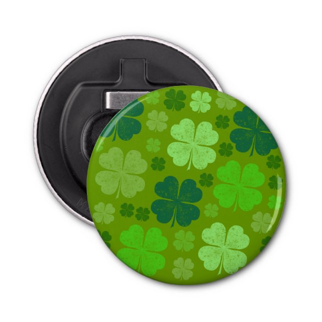 Green Clovers, Lucky Clovers, Saint Patrick's Day Bottle Opener (Front)