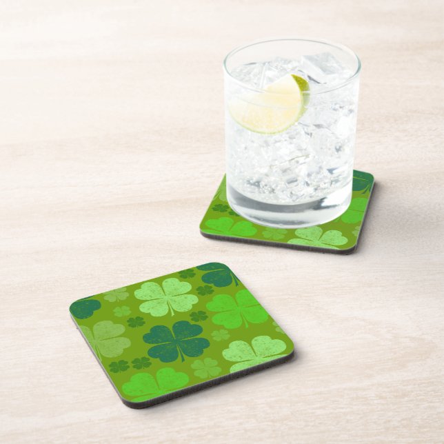 Green Clovers, Lucky Clovers, Saint Patrick's Day Coaster (Right Side)