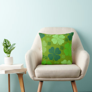 Green Clovers, Lucky Clovers, Saint Patrick's Day Cushion