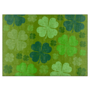 Green Clovers, Lucky Clovers, Saint Patrick's Day Cutting Board