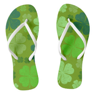 Green Clovers, Lucky Clovers, Saint Patrick's Day Flip Flops