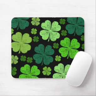 Green Clovers, Lucky Clovers, Saint Patrick's Day Mouse Mat