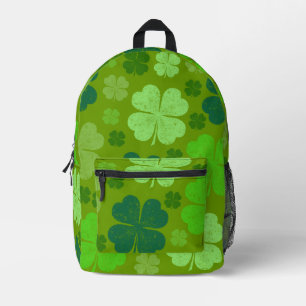 Green Clovers, Lucky Clovers, Saint Patrick's Day Printed Backpack