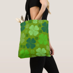 Green Clovers, Lucky Clovers, Saint Patrick's Day Tote Bag