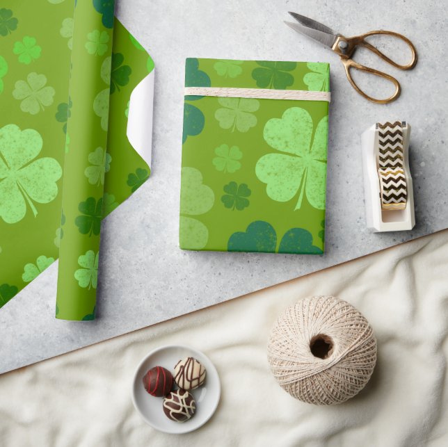Green Clovers, Lucky Clovers, Saint Patrick's Day Wrapping Paper (Crafts)