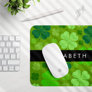 Green Clovers, Lucky Clovers, Your Name Mouse Mat