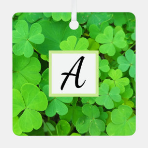 Green Clovers Photo Prosperity Bible Verse Initial Metal Tree Decoration