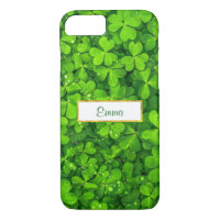 Green Clovers with FAUX Gold Foil Frame