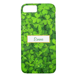 Green Clovers with FAUX Gold Foil Frame iPhone 8/7 Case