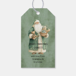 Green Coat Santa Christmas Toys Gift Tags