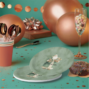 Green Coat Santa Christmas Toys Paper Plate