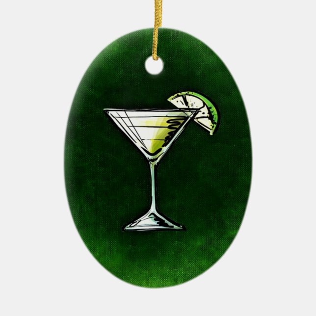 Green cocktail absinthe ceramic tree decoration (Front)