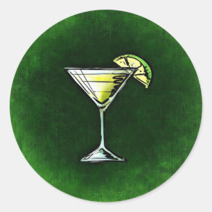 Green cocktail absinthe classic round sticker